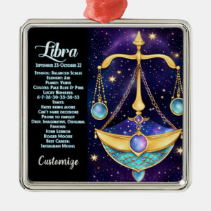 Ornamento De Metal Jewel Galaxy Zodiac Libra Personalizada
