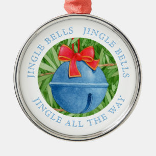 Ornamento De Metal JINGLE BELLS Premium Round Ornament + Texto
