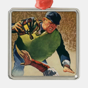 Ornamento De Metal Jogador de Basebol Esportivo Vintage, Umpire