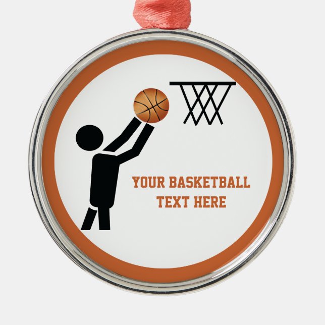 Ornamento De Metal Jogador de basquete com bola (Frente)