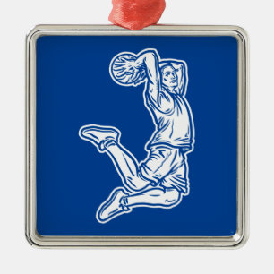 Ornamento De Metal Jogador de Basquete Fazendo Design Luz de Slam Dun