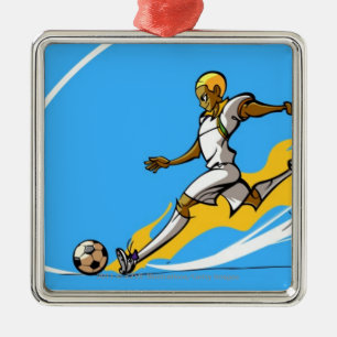 Ornamento De Metal Jogador de futebol que retrocede uma bola de