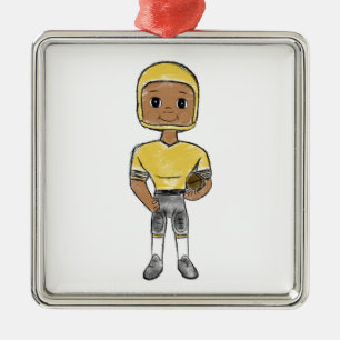 Ornamento De Metal jogador de futebol retrô vintage preto amarelo sim