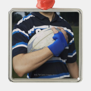 Ornamento De Metal Jogador do rugby com bola