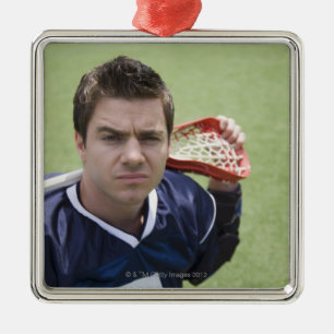 Ornamento De Metal Jogador sério do lacrosse