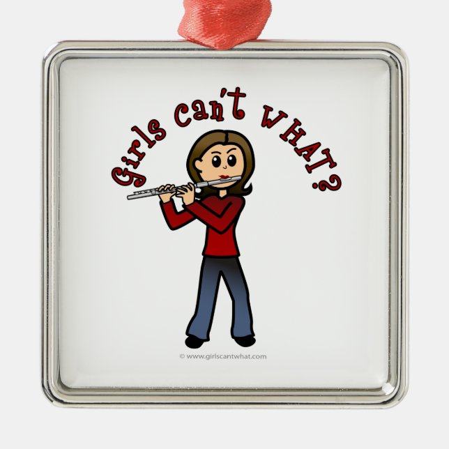 Ornamento De Metal Jogadora De Fluxo De Fêmea Clara (Frente)