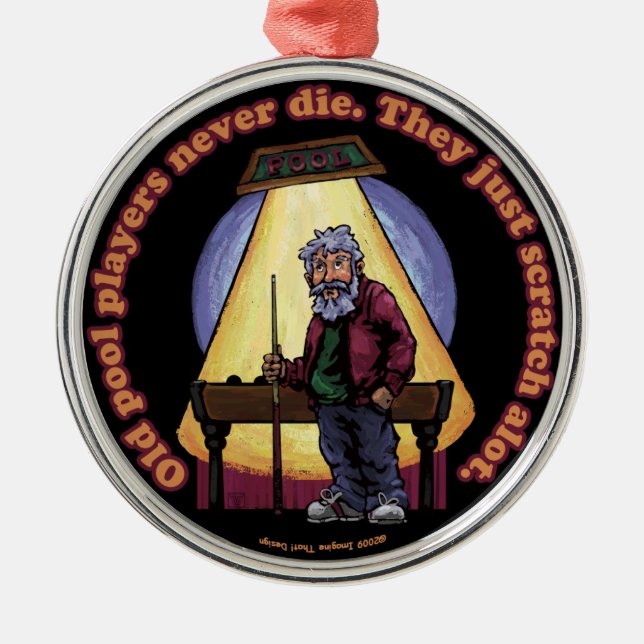 Ornamento De Metal Jogadores idosos da piscina (Frente)