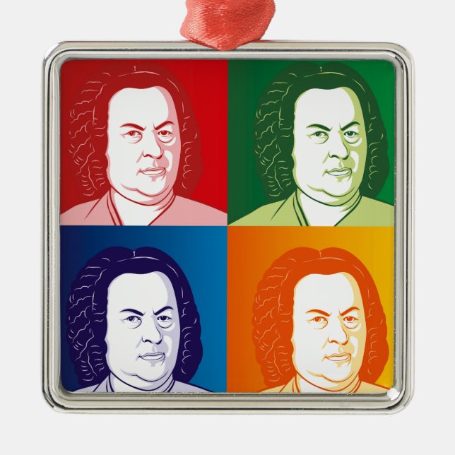 Ornamento De Metal Johann Sebastian Bach im Cartoon Stil (Frente)