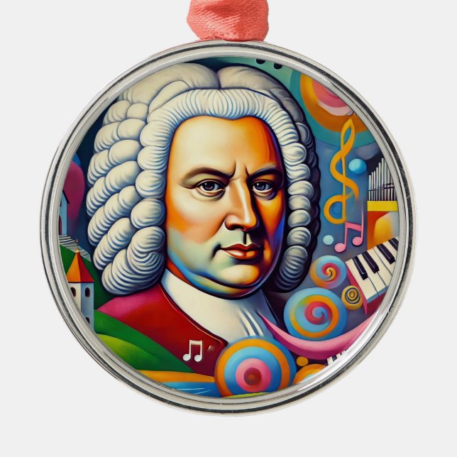 Ornamento De Metal Johann Sebastian Bach Portrait (Frente)