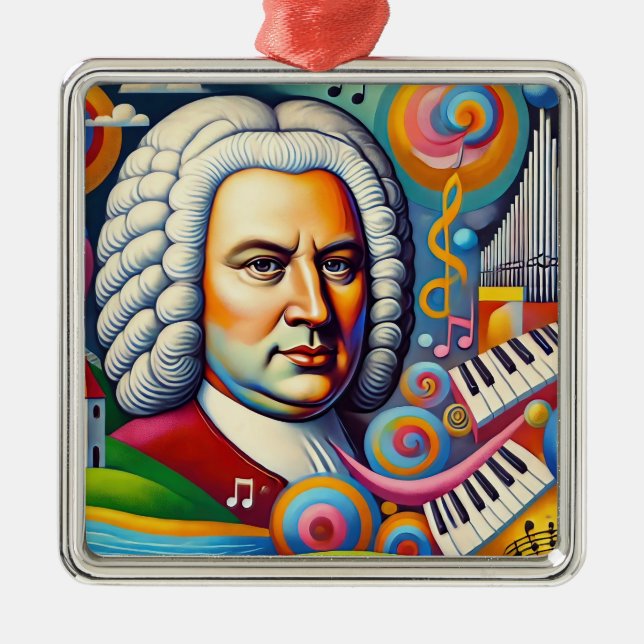 Ornamento De Metal Johann Sebastian Bach Portrait (Frente)