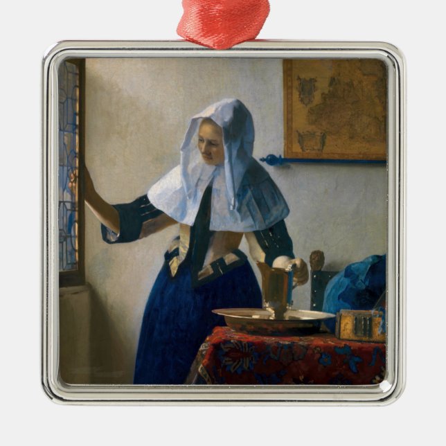 Ornamento De Metal Johannes Vermeer - Mulher com Pitcher de Água (Frente)