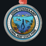 Ornamento De Metal John Pennekamp Coral Reef State Park Viagem Art<br><div class="desc">John Pennekamp Coral Reef State Park vetor trabalho de arte design. É um parque estatal da Flórida em Key Largo,  conhecido como o primeiro parque submarino do país.</div>