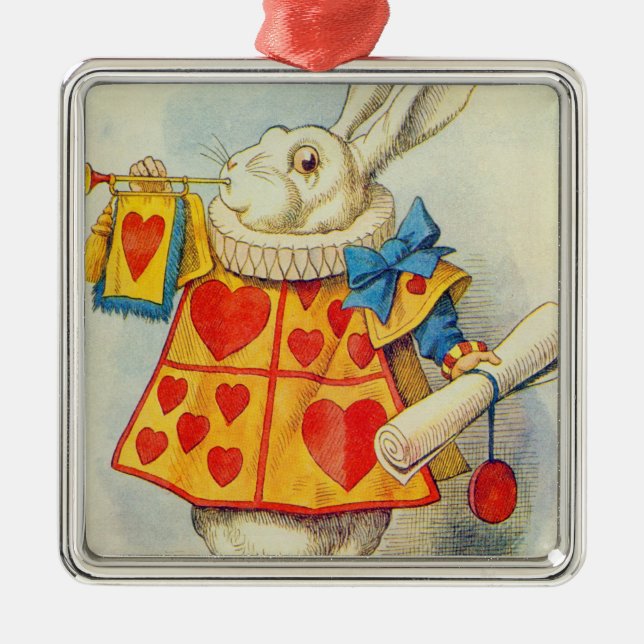 Ornamento De Metal John Tenniel | Coelho Branco (Frente)