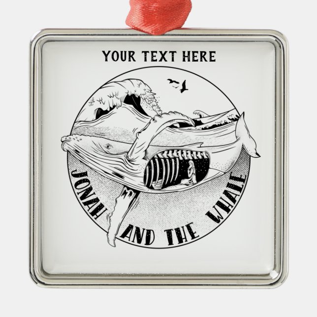 Ornamento De Metal Jonah e a baleia (Frente)