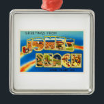 Ornamento De Metal Jones Beach New York NY Viagens vintage Souvenir<br><div class="desc">Jones Beach,  Nova York NY

Uma imagem de cartão postal nostálgica de lembrança viagens vintage,  um autêntico design. Saudações da Companhia Americana de Viagens Virtuais de Travelog!</div>