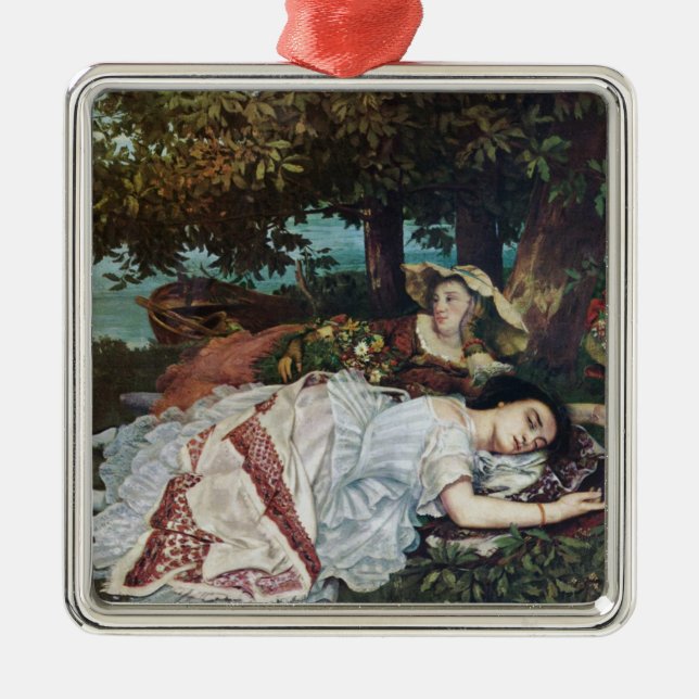 Ornamento De Metal Jovens damas nas margens do Sena (Verão) (Frente)