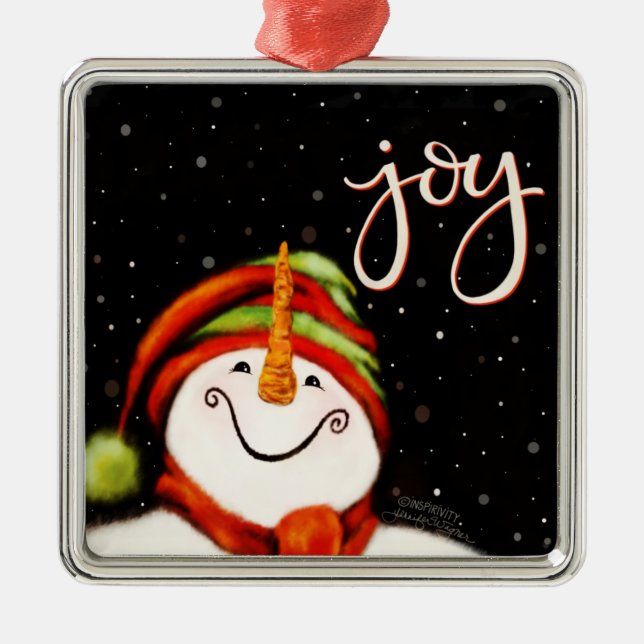 Ornamento De Metal Joy Cute Smiling Snowman Inspirivity Natal (Frente)