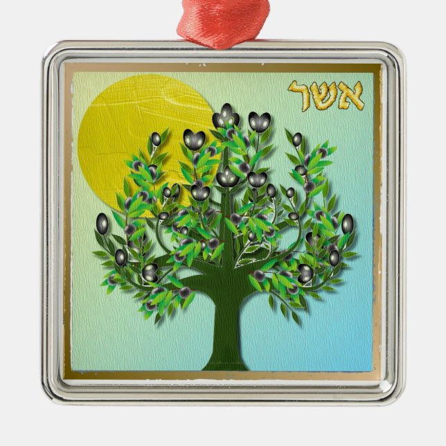 Ornamento De Metal Judaica 12 Tribos Israel Asher (Frente)