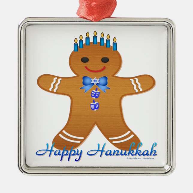 Ornamento De Metal Judaica Hanukkah Gingerpão Man Menorah (Frente)