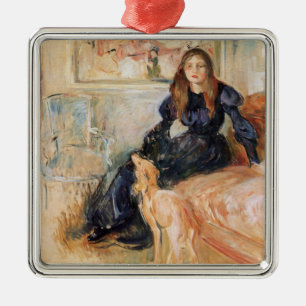 Ornamento De Metal Julie Manet e seu Greyhound (por Berthe Morisot)
