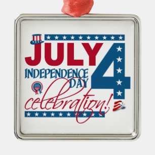 Ornamento De Metal JULY 4 Ornament
