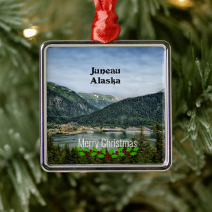 Ornamento De Metal Juneau, Alasca-Feliz Natal