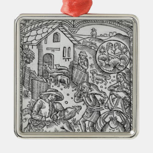 Ornamento De Metal Junho, tosquia de ovinos, Gêmeos