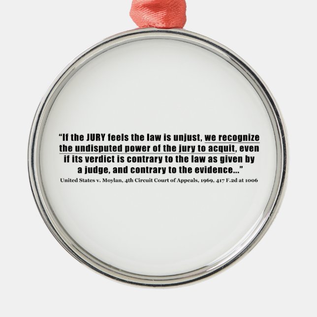 Ornamento De Metal Jury Nullificação Estados Unidos contra Moylan 196 (Frente)