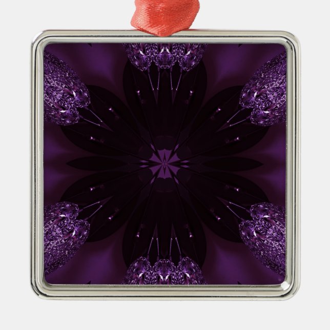 Ornamento De Metal Kaleidoscope Design Chic Elegante brilhante Roxo (Frente)