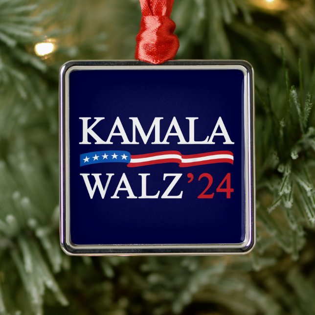 Ornamento De Metal Kamala Harris Walz 2024 Obviamente Azul (Árvore)