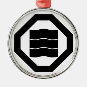 Ornamento De Metal Kanji em forma de onda para três em Oshiki