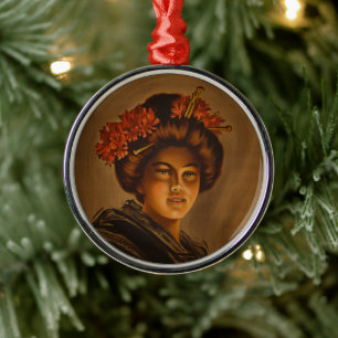 Ornamento De Metal Karama: Romance Japonês Atriz Geisha