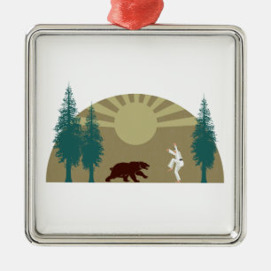 Ornamento De Metal Karate Kick Bear