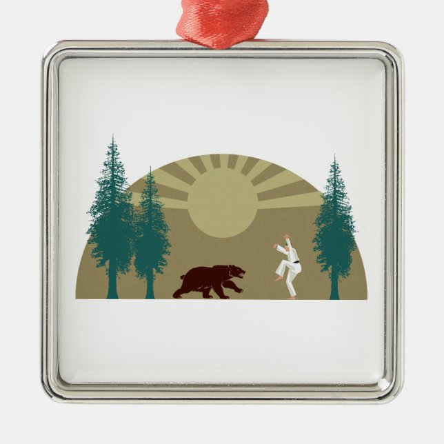 Ornamento De Metal Karate Kick Bear (Frente)