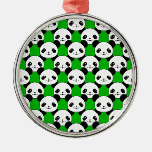 Ornamento De Metal Kawaii Panda Bear Pattern