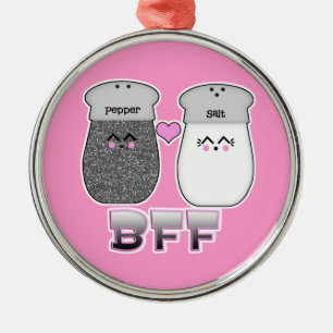 Ornamento De Metal Kawaii Sal e Pimenta BFF