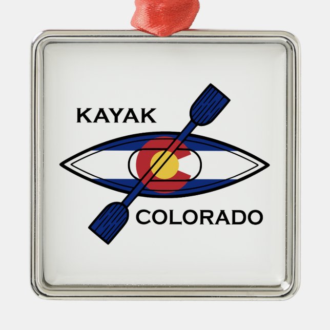 Ornamento De Metal Kayak Colorado Flag (Frente)