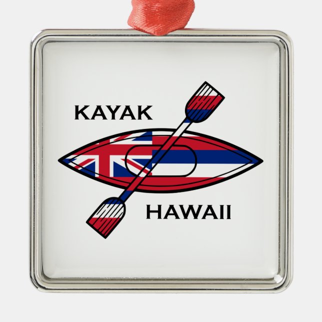Ornamento De Metal Kayak Hawaii Flag (Frente)