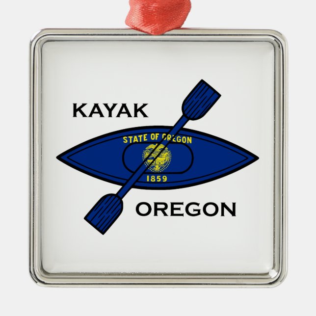Ornamento De Metal Kayak Oregon Flag (Frente)