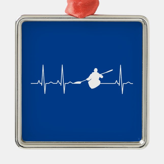 Ornamento De Metal Kayaking Heartbeat (Frente)