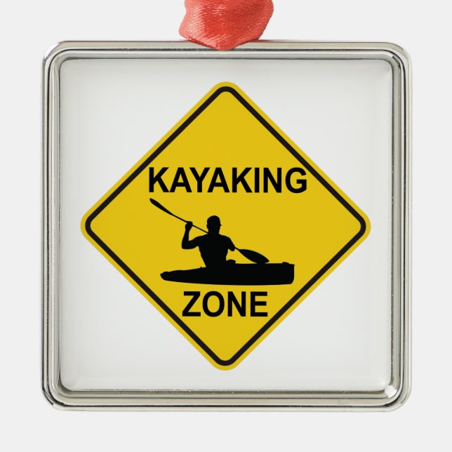 Ornamento De Metal Kayaking Zone Road Sign (Frente)