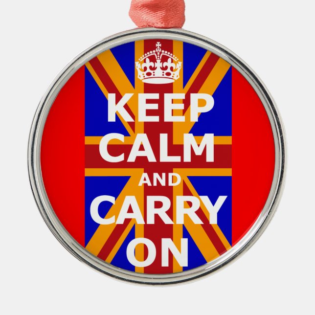 ORNAMENTO DE METAL KEEP CALM AND CARRY ON (Frente)
