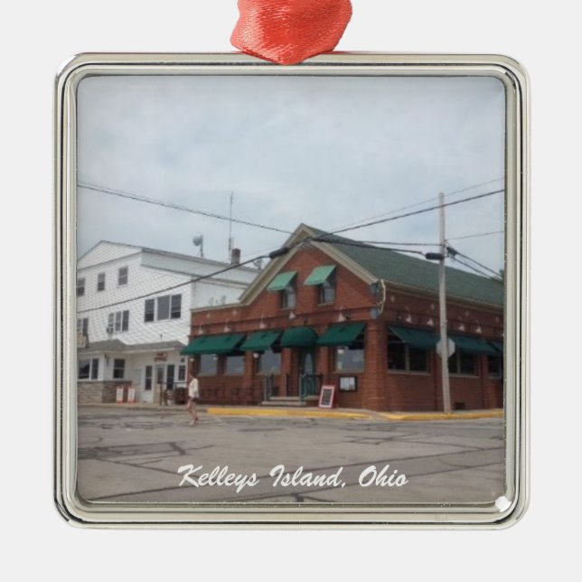 Ornamento De Metal Kelleys Island, Ohio Village Photo Ornament (Frente)
