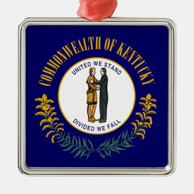 Ornamento De Metal Kentucky: Bandeira do Estado dos EUA Commonwealth  (Frente)
