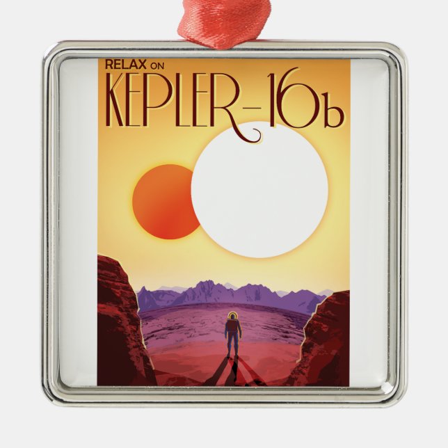 Ornamento De Metal Kepler-16b: Binary Solar Sunset Fine Art Space (Frente)