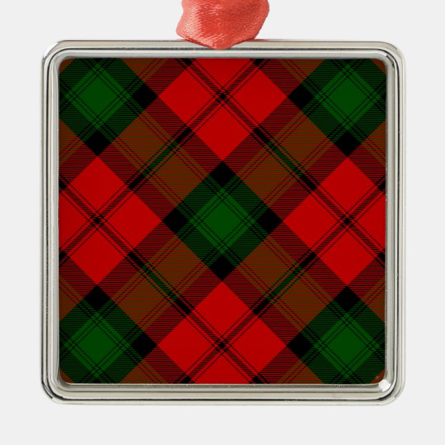Ornamento De Metal Kerr tartan green xadrez vermelha (Frente)