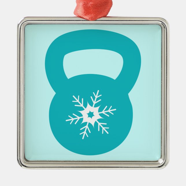 Ornamento De Metal Kettlebell com um floco de neve bonito (Frente)