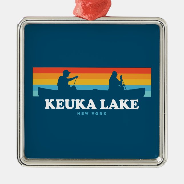 Ornamento De Metal Keuka Lake New York Canoe (Frente)