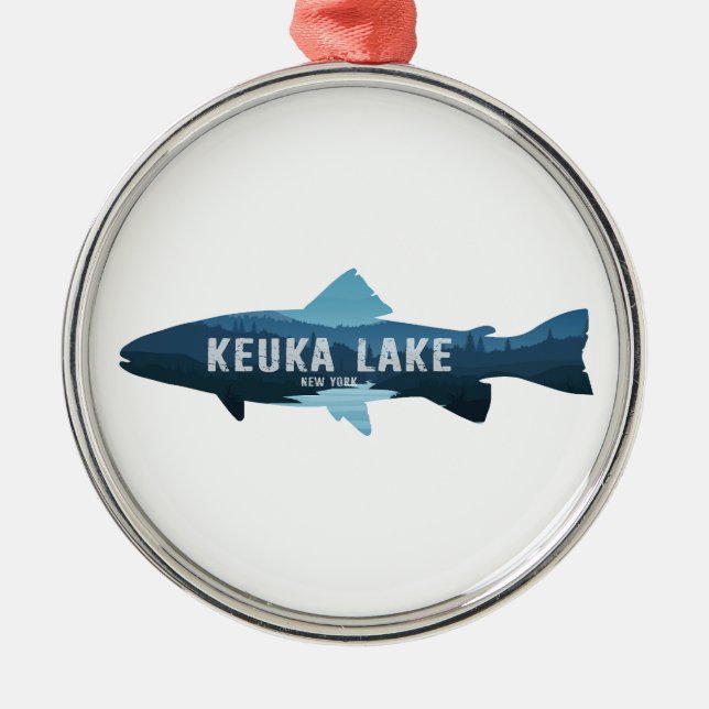 Ornamento De Metal Keuka Lake New York Fish (Frente)
