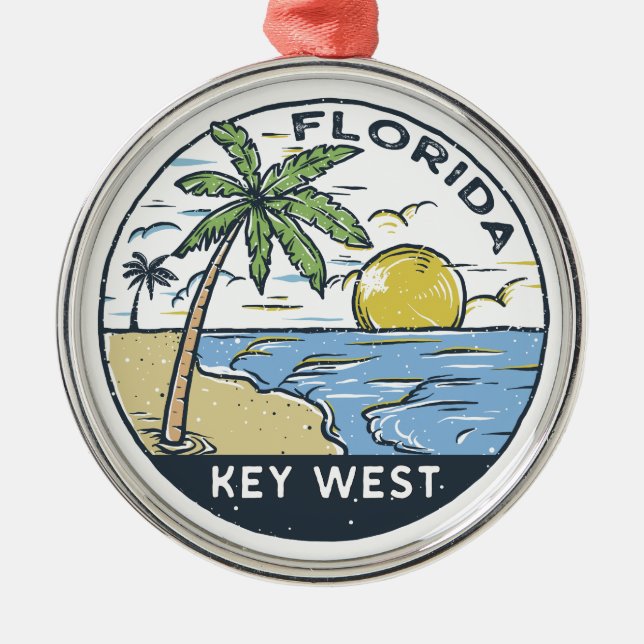 Ornamento De Metal Key West Florida Vintage Emblem (Frente)